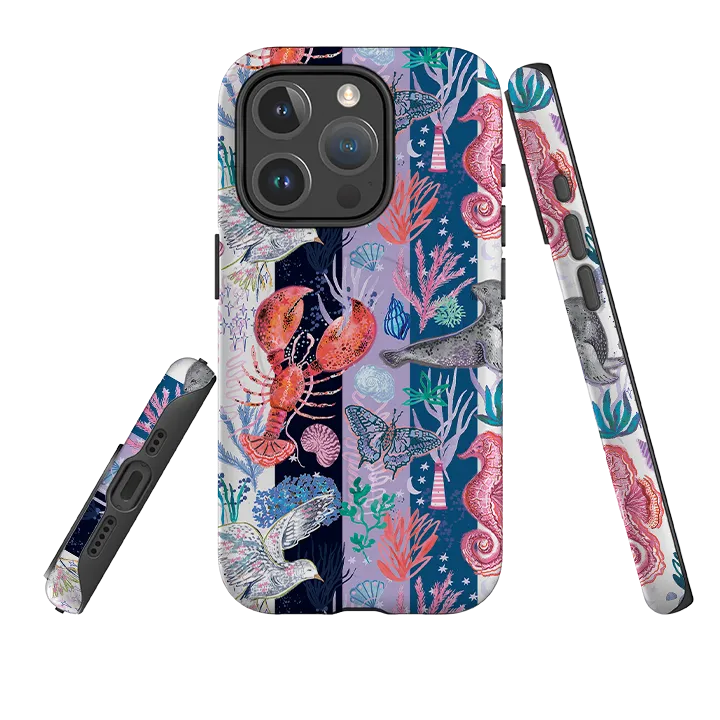 iPhone MagSafe Tough Case - Coastal Calling Stripe II By Emma Frances Grant Stylish Pattern Protective Design