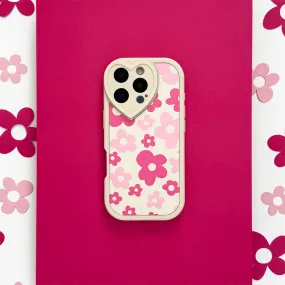 Flower Power Ribbed Heart Camera Phone Case Scratch Guard