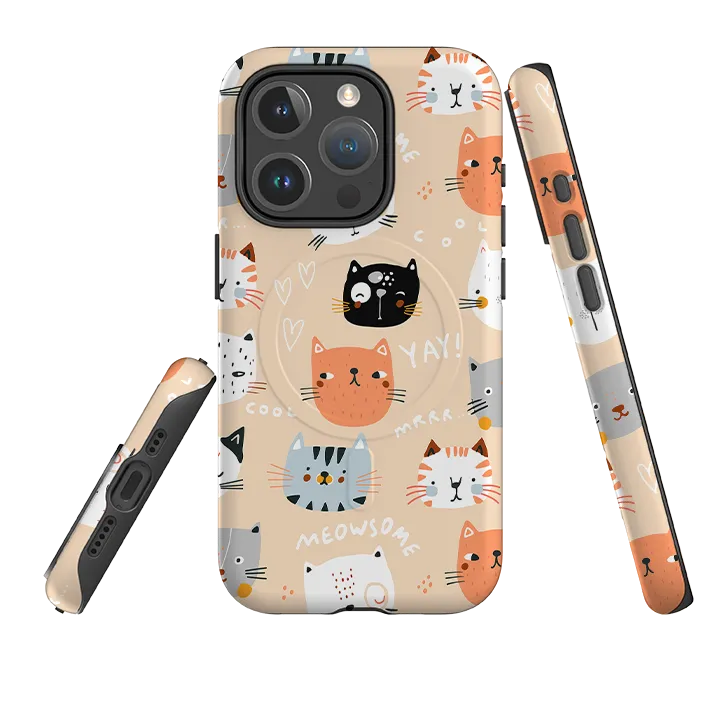 Clear Edge Elegant Shield iPhone MagSafe Tough Case - Meowsome