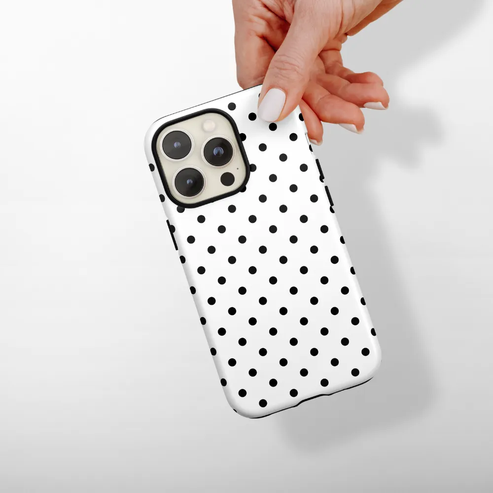 Tough Phone Case - White Polka Dot Trendy Look