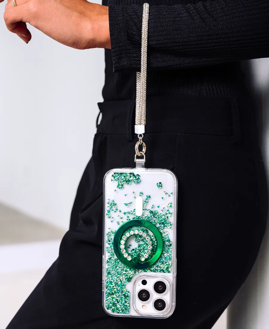 Elegant Detail Smooth Form Texture Green Prism Glitter MagSafe Phone Case