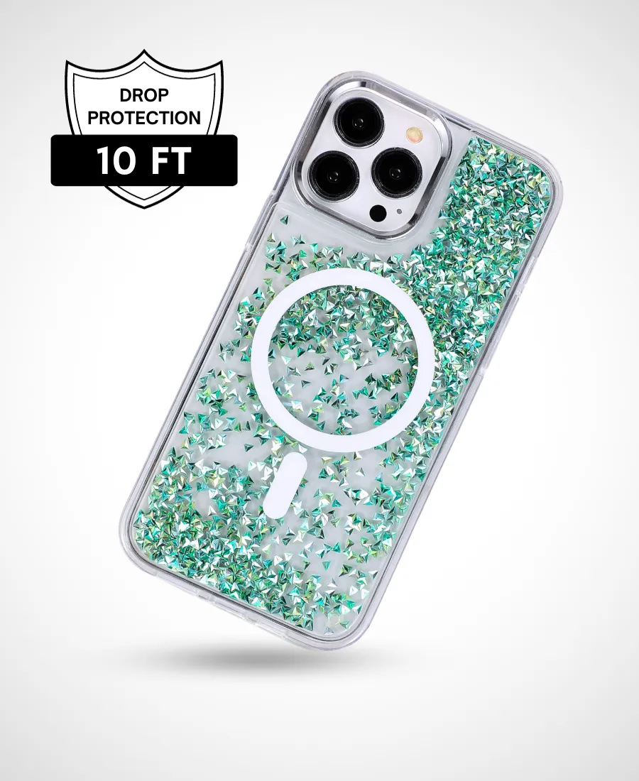 Minimal Touch Youth Style Green Prism Glitter MagSafe Phone Case