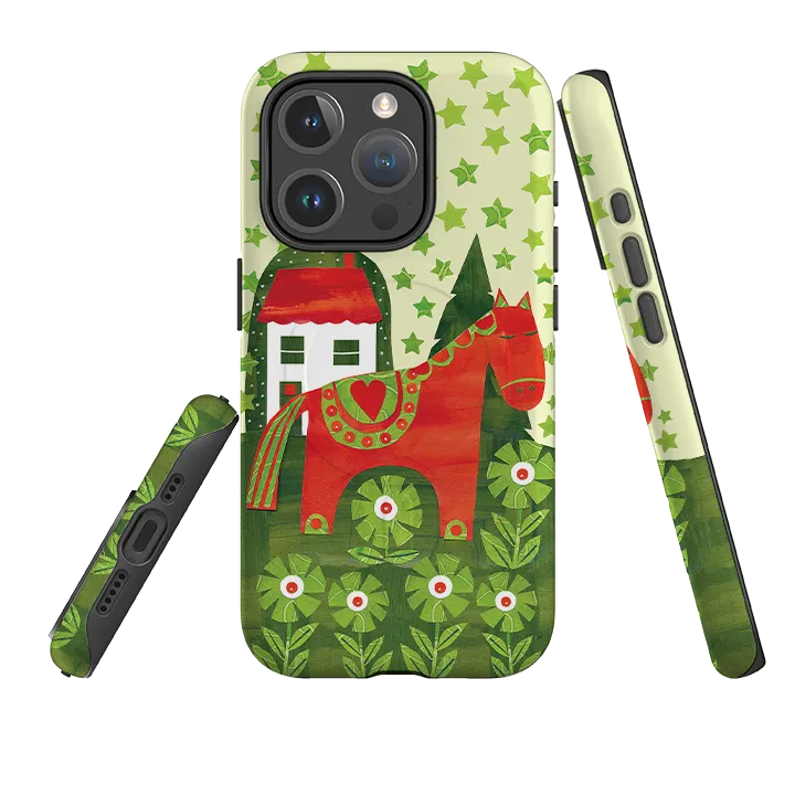 iPhone MagSafe Tough Case - Red Dala Horse By Tracey English Premium Build Layer Rugged Look
