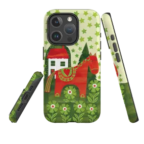 iPhone MagSafe Tough Case - Red Dala Horse By Tracey English Premium Build Layer Rugged Look