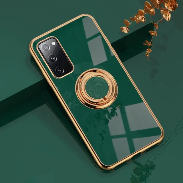 Anti glare Luxury Royal Plating Ring Holder Phone Case For Samsung