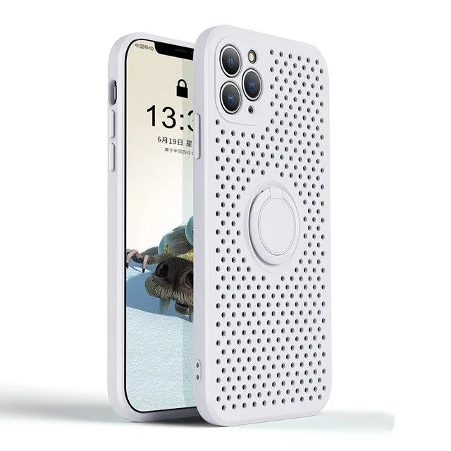 Heat Dissipation Honeycombe Phone Case With Holder For iPhone Professional Style