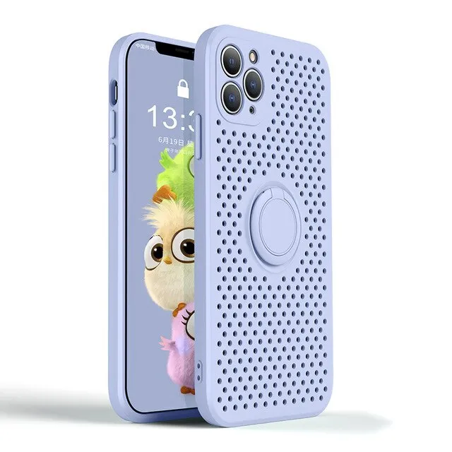 Soft Protection Edge Heat Dissipation Honeycombe Phone Case With Holder For iPhone