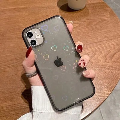 Smooth Craft Sporty Appeal Holographic Clear Case With Hearts For iPhone
