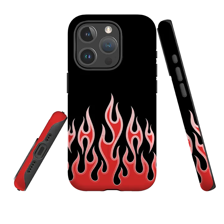 iPhone MagSafe Tough Case -  Red Flames Flexible Edge