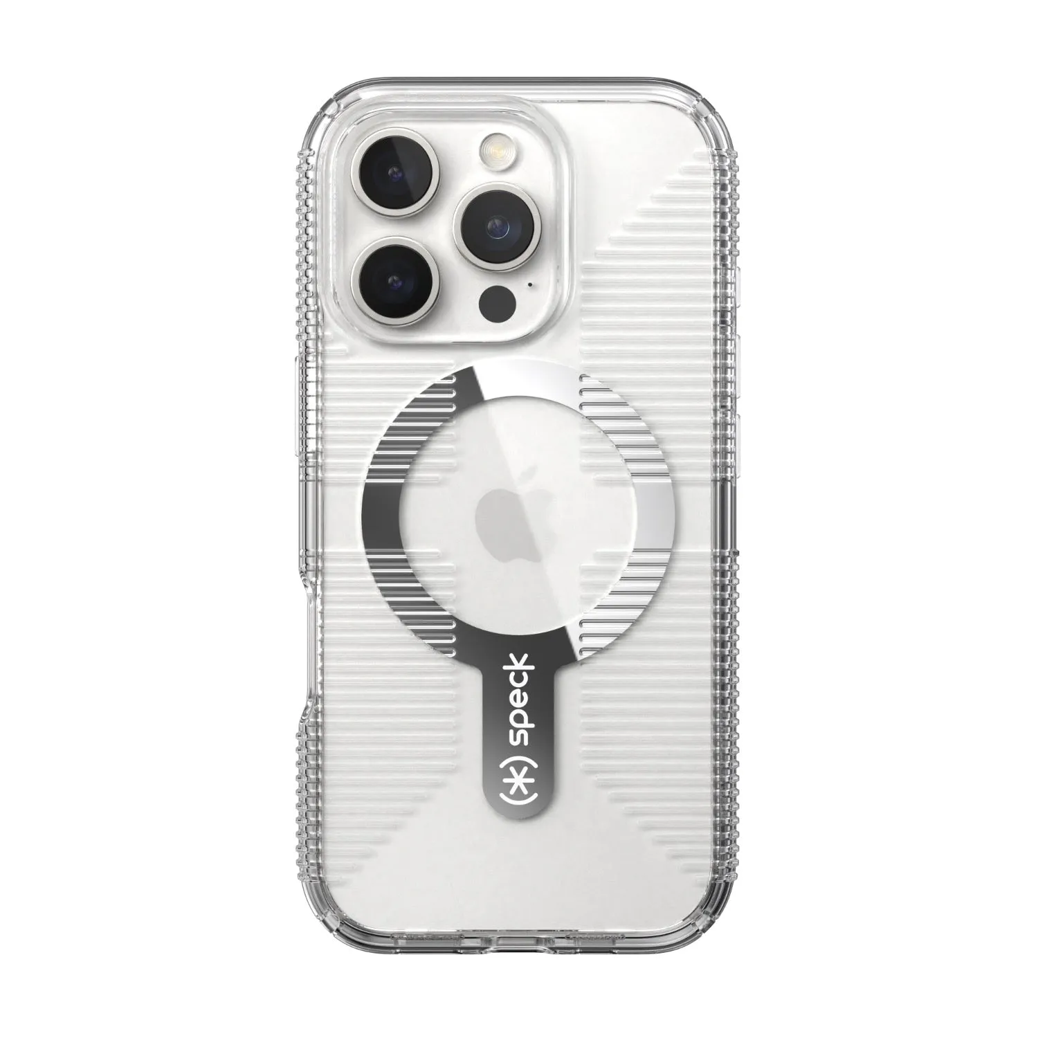 Speck Gemshell Grip MagSafe Case - Apple iPhone 16 Pro - Clear & Chrome (SPK150709-5085) Flexible Touch