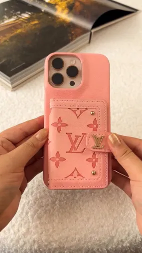 Sleek Edge Design Refined Form LV Luxury Leather Card Holder Phone Case for iPhone 17 / 16 / 15 / 14