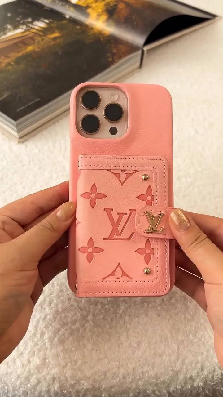 Luxury Layer Texture LV Luxury Leather Card Holder Phone Case for iPhone 17 / 16 / 15 / 14