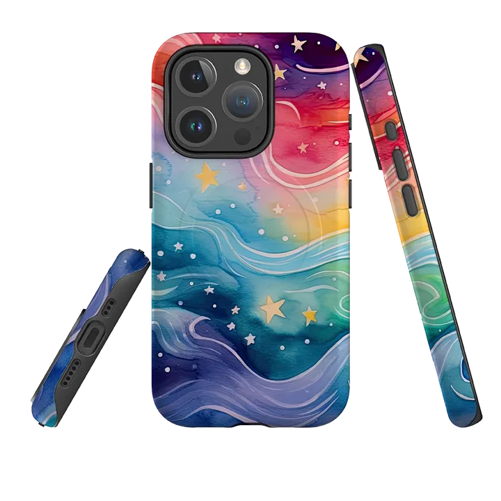 iPhone MagSafe Tough Case - Rainbow Stars IV Stylish Detail Soft Surface Design