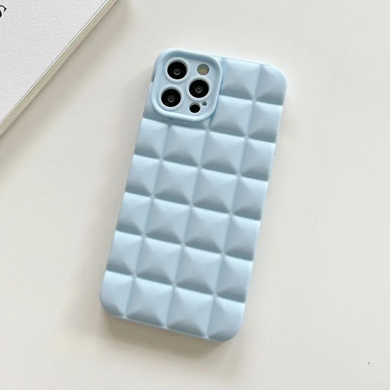 Urban Minimalism 3D Grid Silicone Shockproof Phone Case for iPhone
