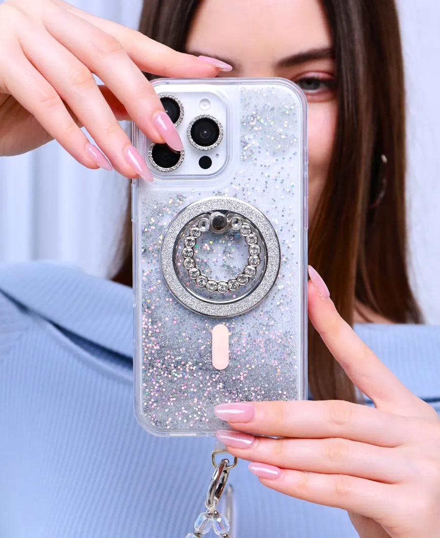 Silver Holo Glitter MagSafe Phone Case Soft Edge Look Soft Look Texture