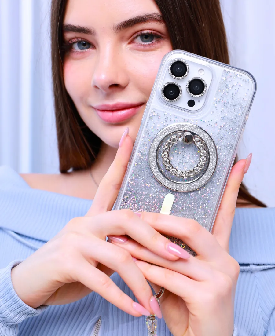 Shock Frame Silver Holo Glitter MagSafe Phone Case