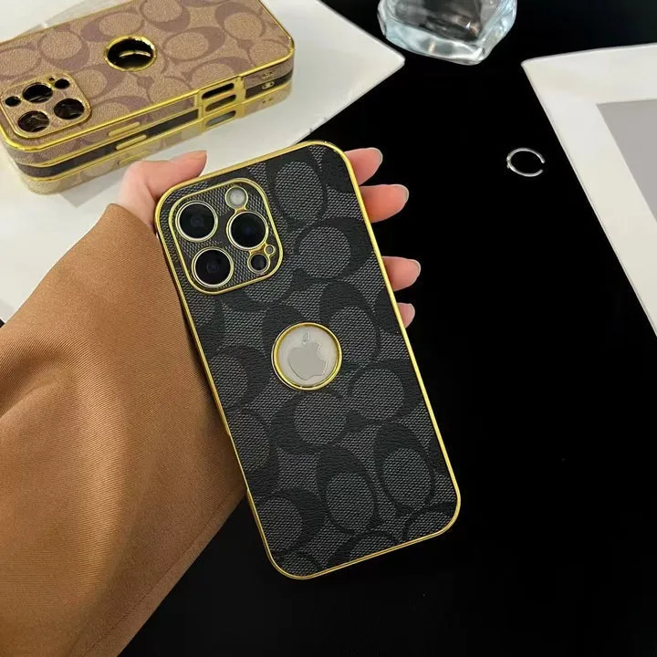 Inspired Luxury Monogram iPhone Case with Gold Trim Fashion Touch