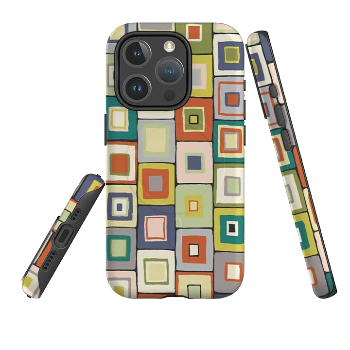 iPhone MagSafe Tough Case -  Atelier Blanket Squares Urbane By Sarah Campbell Stylish Finish Texture