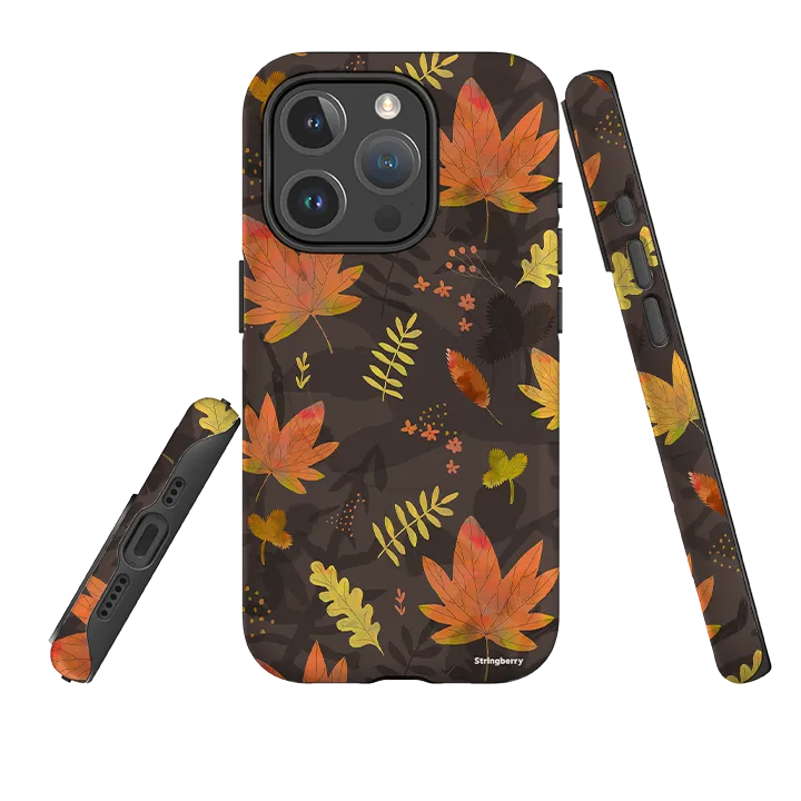 iPhone MagSafe Tough Case -  Autumn Leaves Yellow Soft Surface Layer Matte Look Finish