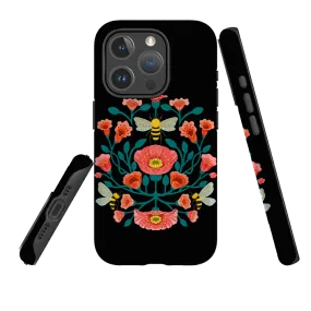 Shock Surface iPhone MagSafe Tough Case -  Bee Floral Dark By Nina Pace