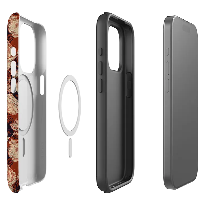 iPhone MagSafe Tough Case -  Brown Peonies Modern Look Finish