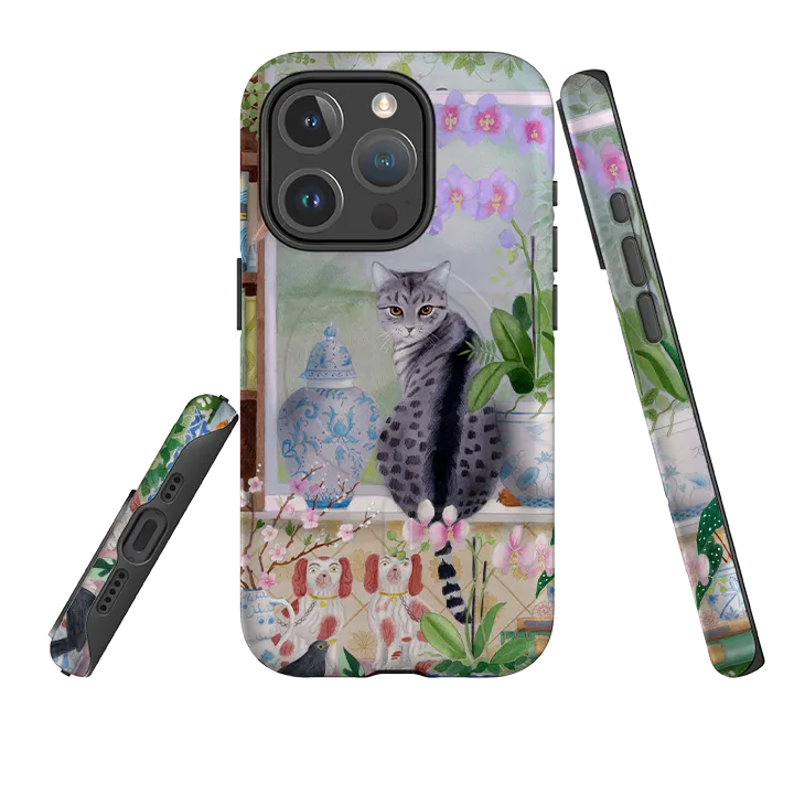 Premium Surface Texture Soft Surface iPhone MagSafe Tough Case - Cat in Window By Bex Parkin