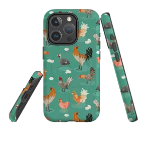 Matte Surface Design Slim Profile iPhone MagSafe Tough Case - Chicken Teal By Katherine Quinn