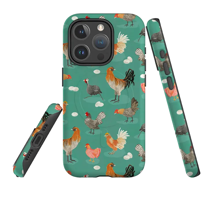 Smooth Feel Daily Carry iPhone MagSafe Tough Case - Chicken Teal By Katherine Quinn