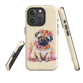 Hybrid Build Button Cover iPhone MagSafe Tough Case - Cute Dog M