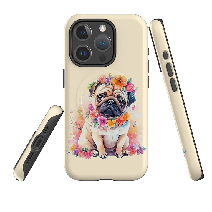 Hybrid Build Button Cover iPhone MagSafe Tough Case - Cute Dog M