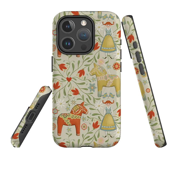 iPhone MagSafe Tough Case - Dala Horse By Maja Lindberg Polished Surface Soft Edging