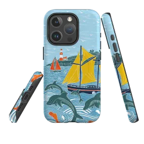 Non slip grip Smooth Detail iPhone MagSafe Tough Case - Dolphins By Kate heiss