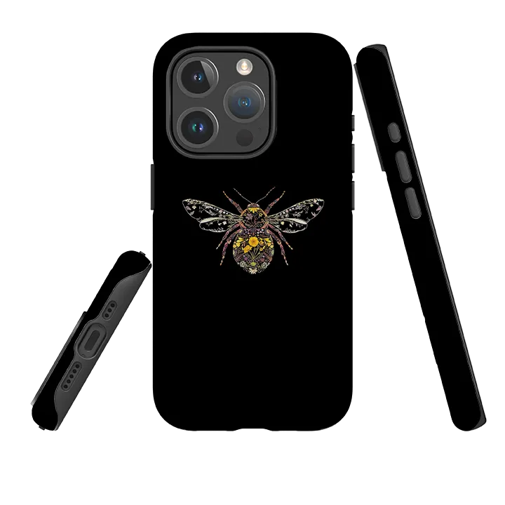 iPhone MagSafe Tough Case -  Floral Bumble Bee By Helen Ahpornsiri Color Accent Soft Layer