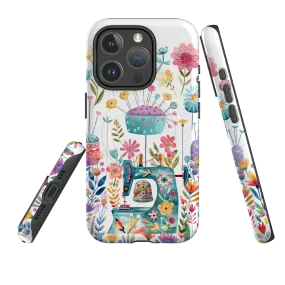 Comfort Finish Pocket Ready iPhone MagSafe Tough Case - Floral Sewing Machine