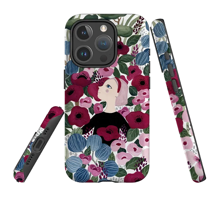Smooth Form Texture Edge Protection iPhone MagSafe Tough Case - Flower Garden By Bex Parkin