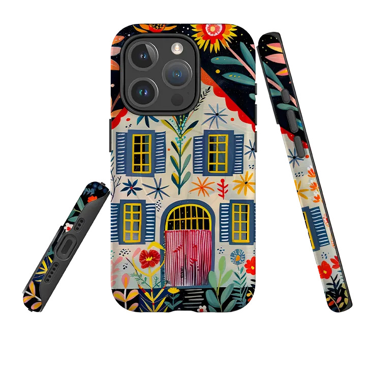 Soft Surface Layer Shock Cushion iPhone MagSafe Tough Case - Folk Art House X