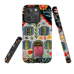 Soft Surface Layer Shock Cushion iPhone MagSafe Tough Case - Folk Art House X