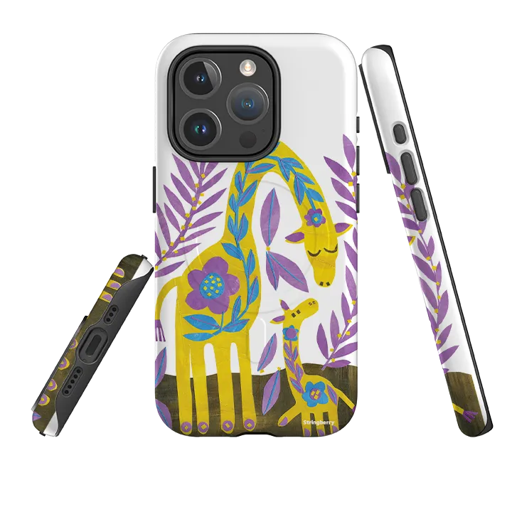 Clean Texture iPhone MagSafe Tough Case - Folk Giraffes By Tracey English