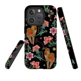 Durable Texture Build Slim Texture iPhone MagSafe Tough Case - Four Calling Birds By Maria Matos