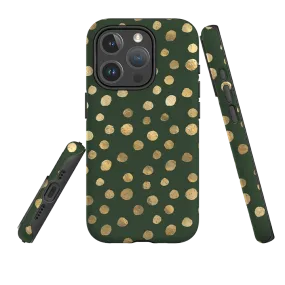 iPhone MagSafe Tough Case -  Green and Gold Dots Soft Shield