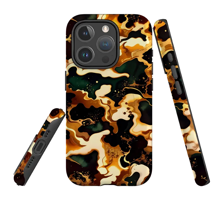 iPhone MagSafe Tough Case - Green Fire Marble Strong Grip Modern Grip Design