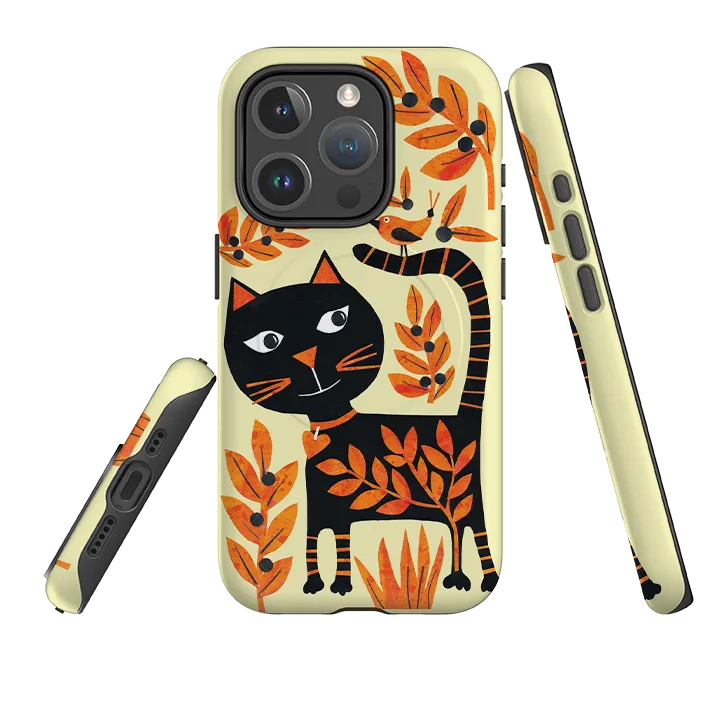 iPhone MagSafe Tough Case - Halloween Folk Cat By Tracey English Hybrid Frame Grip Assist
