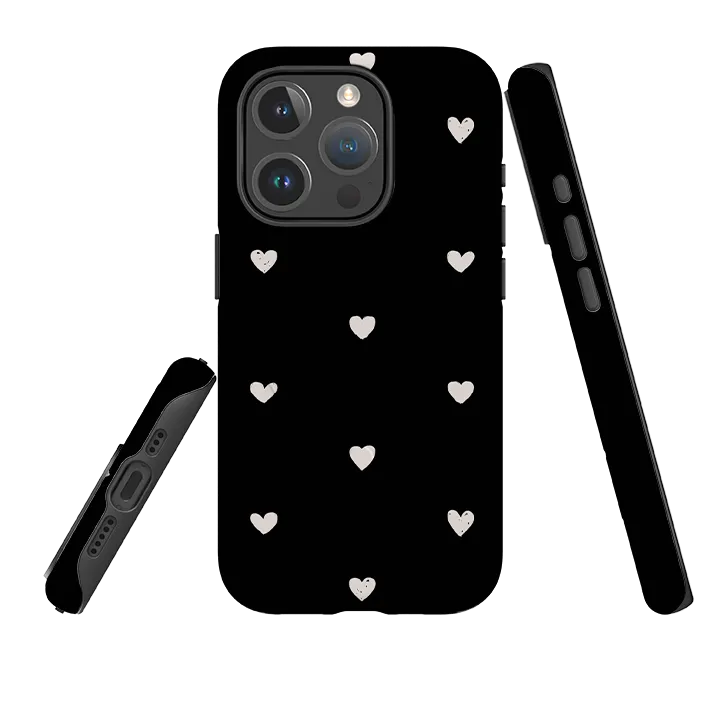 Premium Surface Finish iPhone MagSafe Tough Case -  Hearts Black