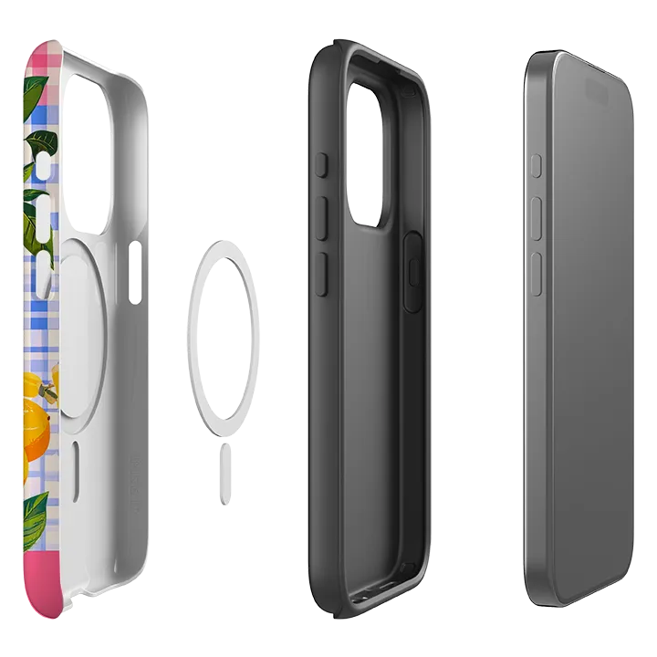 iPhone MagSafe Tough Case - Lemons and Checks Durable Accessory Smooth Form