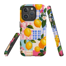 Refined Texture Hybrid Protection iPhone MagSafe Tough Case - Lemons and Checks