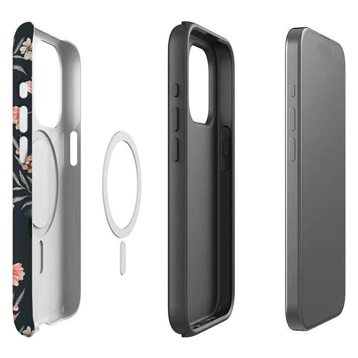 Rugged Pattern Texture Smooth Outline iPhone MagSafe Tough Case - Moths and Tuis By Katherine Quinn