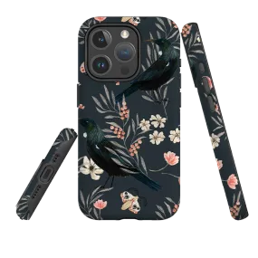 iPhone MagSafe Tough Case - Moths and Tuis By Katherine Quinn Bold Look Flexible Grip Texture