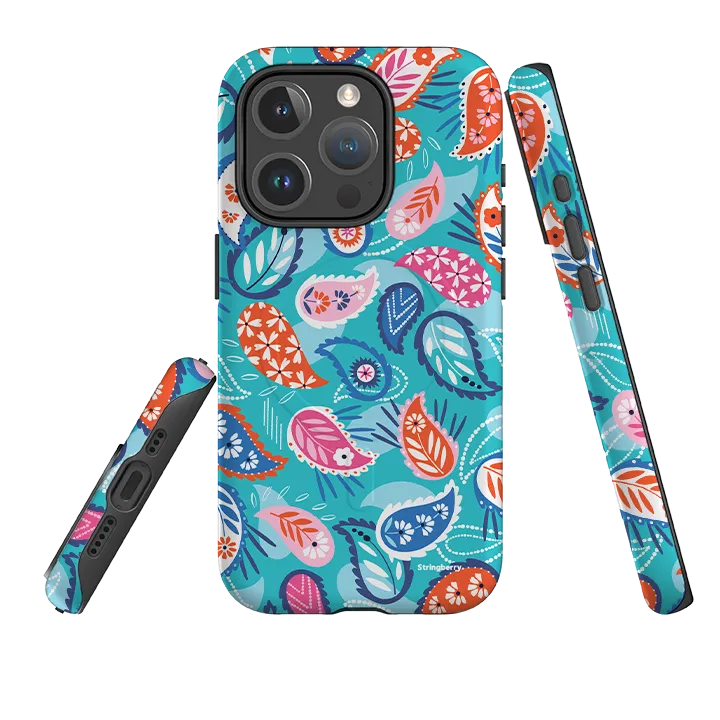 Compact Style iPhone MagSafe Tough Case -  Paisley Blue By Ali Brookes