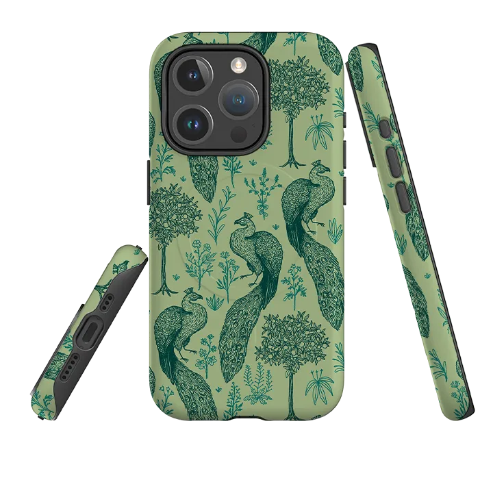 iPhone MagSafe Tough Case -  Peacock Pattern By Anna Stead Protective Frame Design