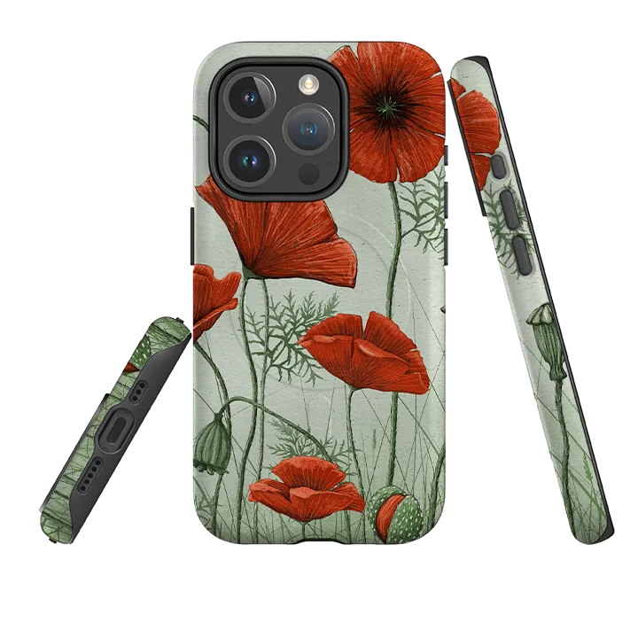 Modern Edge Premium Detail Finish iPhone MagSafe Tough Case - Poppies By Maja Lindberg
